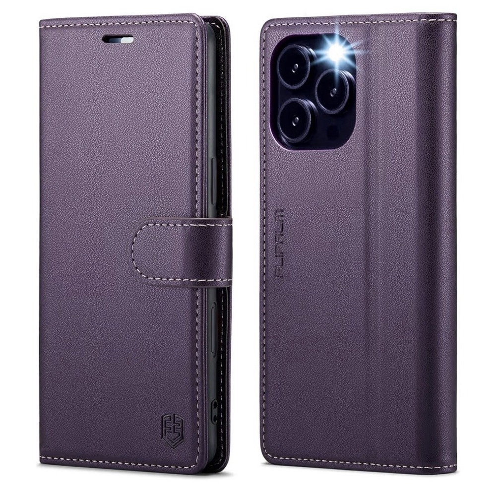 💜 Wallet Case for iPhone‎ 15 Pro Max – Purple (RFID + Kickstand) 💜